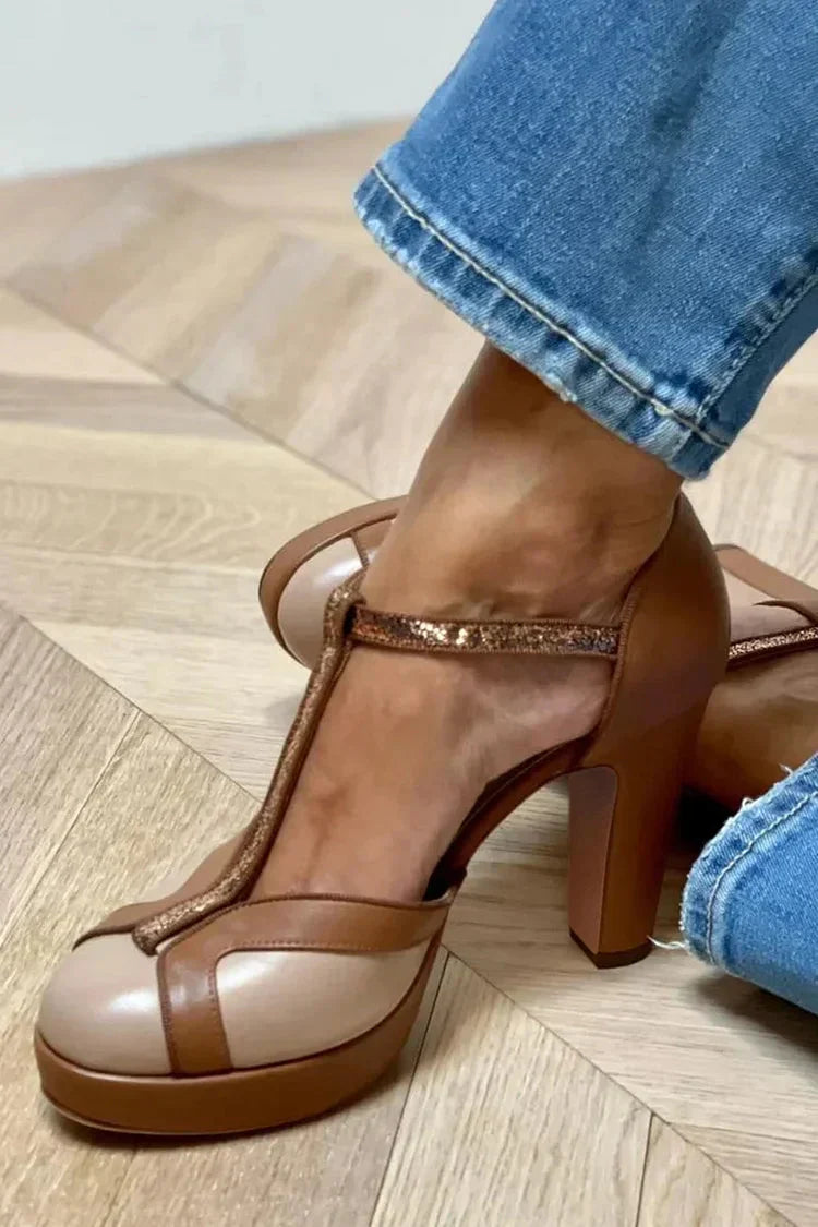 Autumn | Two-Tone T-Strap Heels